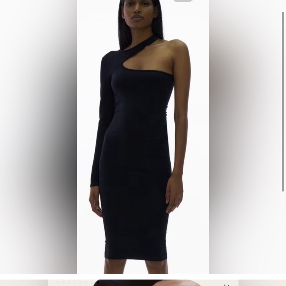 Helmut Lang Black Asymmetrical One-Shoulder Cocktail Dress